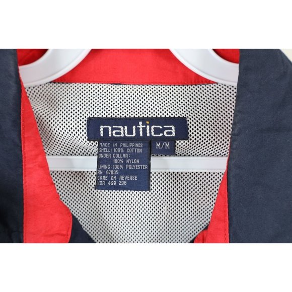 Vintage 90s Nautica Mens Medium Distressed Spell Out Sailing Windbreaker Jacket - Picture 8 of 14